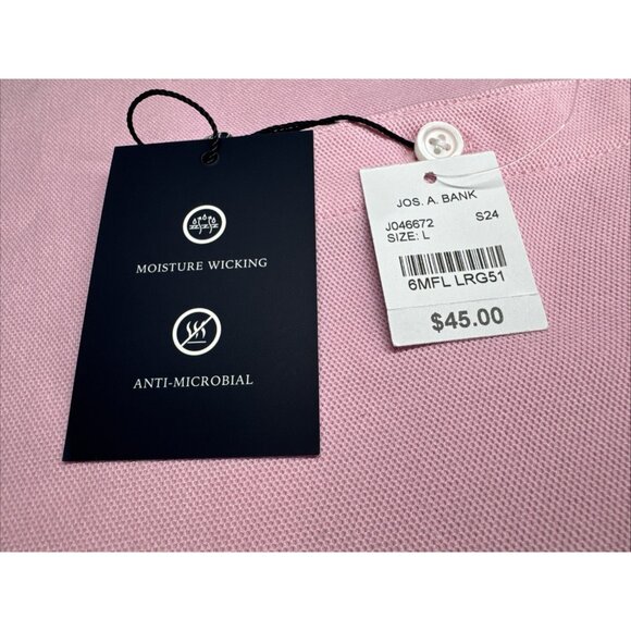 Jos A Bank Polo Shirt Mens Large Pink Cotton Tailored Fit Short Sleeve $45 NEW - Picture 4 of 7